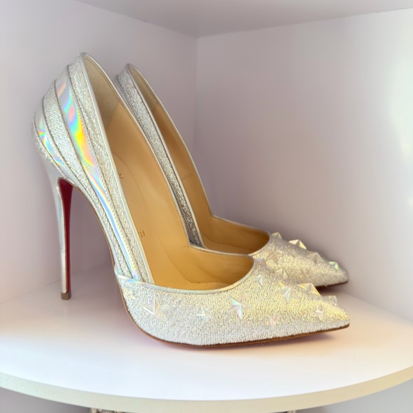 Christian Louboutin Iridescent Silver Pointed Stiletto Pumps - Picture 2 of 9